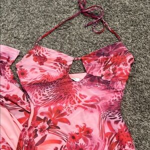 Elegant Pink Floral Maxi Dress